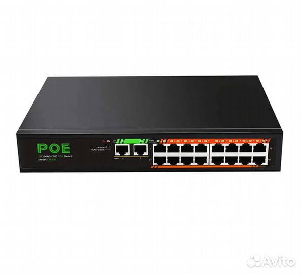 PoE на 18 портов (16 Poe 100Mb +2 uplink 1Gbit)