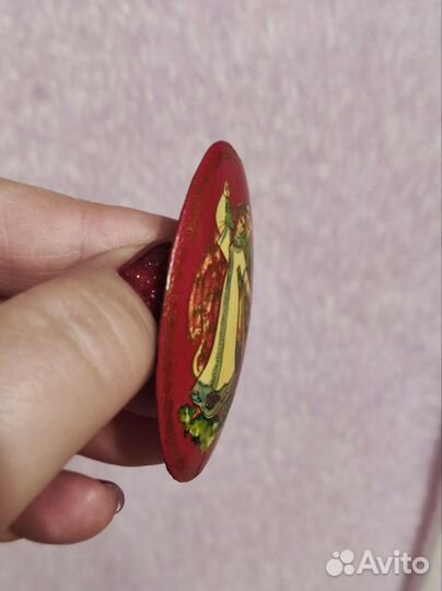 Брошь винтажная, ручная роспись. 1994 год