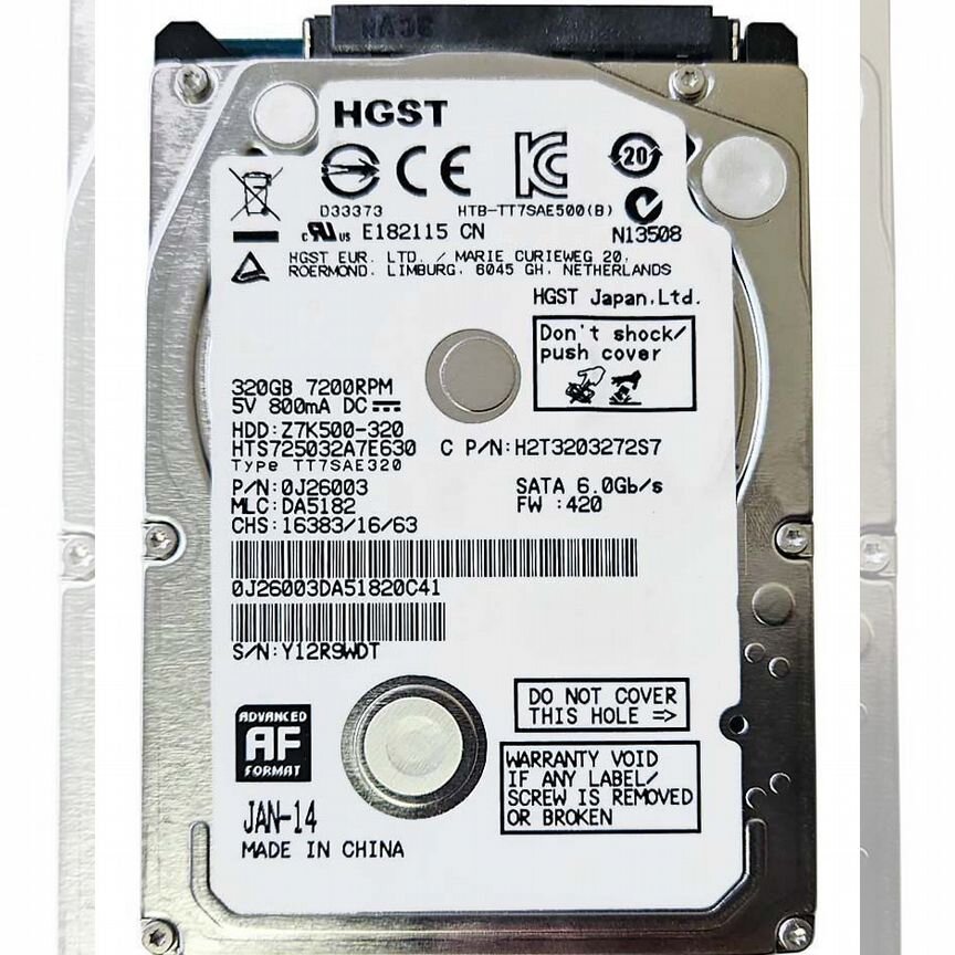 [0J26003] Жесткий Диск Hitachi 320gb Sata3 2,5" 0j26003