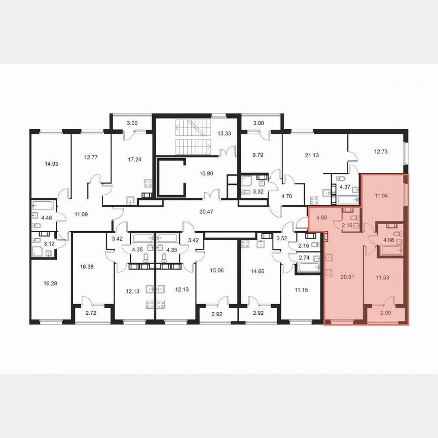 2-к. квартира, 56,9 м², 7/9 эт.