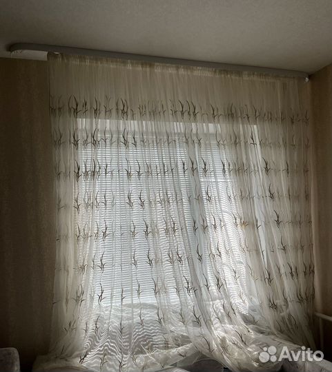 Тюль новая бежевая