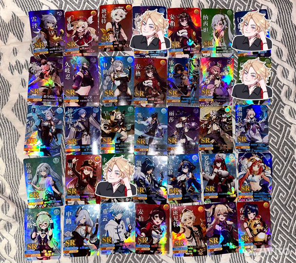 Коллекционные карточки геншин SR, R голо и обыч