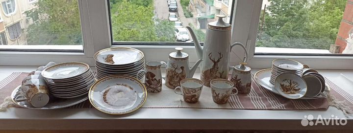 Чайный и кофейный сервиз Охота, и сервиз Афина