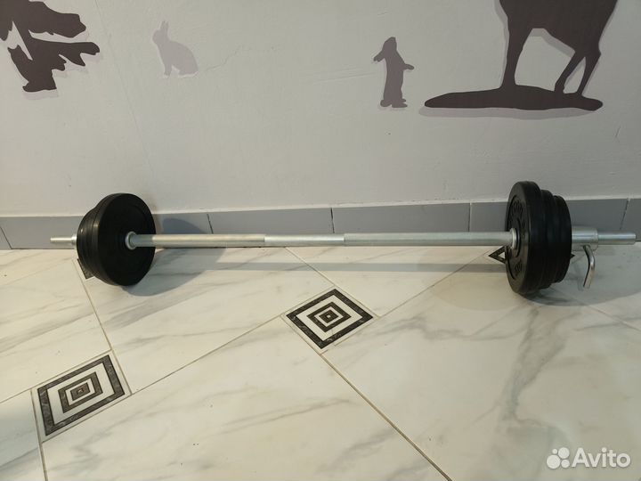 Штанга 23 кг, обрезиненные блины
