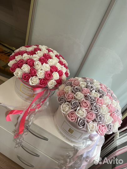 Мыльные розы букеты в подарочной коробке