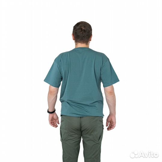 62783 Футболка оверсайз однотонная бирюзовый