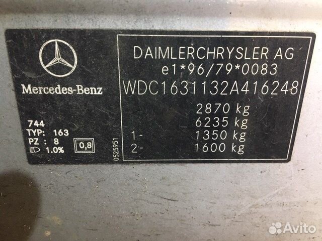 Разбор на запчасти Mercedes ML W163