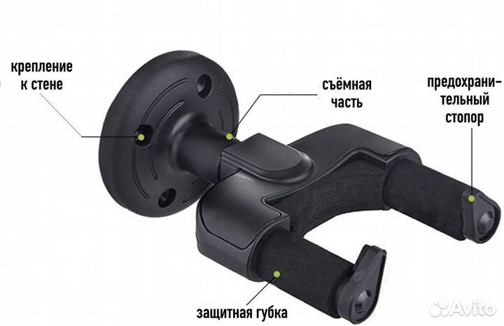 Держатель настенный для гитары, укулеле, и другие