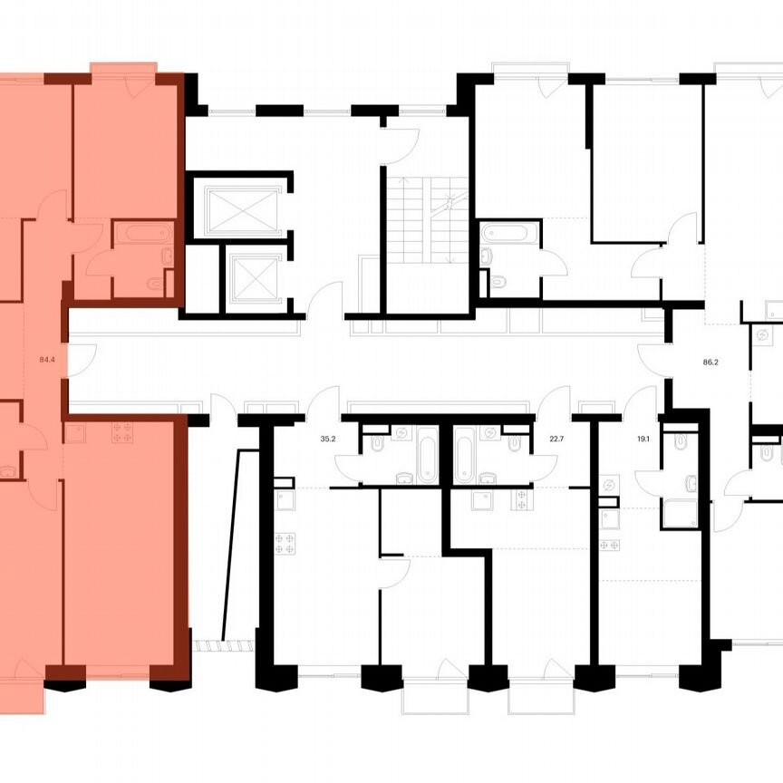 3-к. квартира, 84,4 м², 5/13 эт.