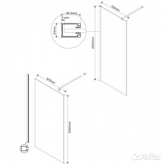 Душ. стенка Vincea 70cm вороненая сталь vsw-1h700