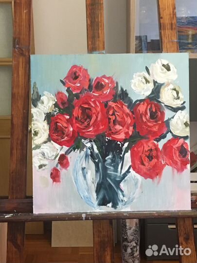 Картина маслом цветы/весенние цветы