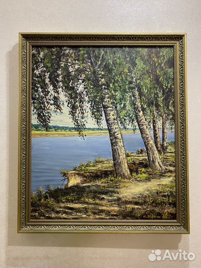 Картина маслом на холсте в рамке пейзаж