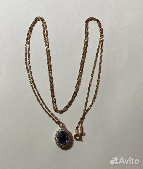 Золотой кулон подвеска танзанит
