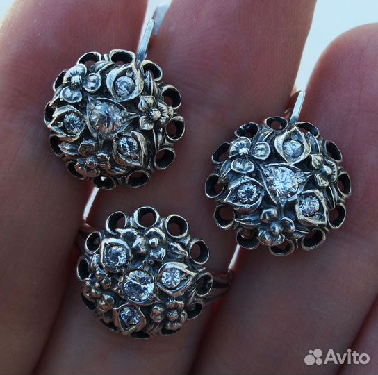 Комплект Малинка фианит серебро 875 пр Харьков