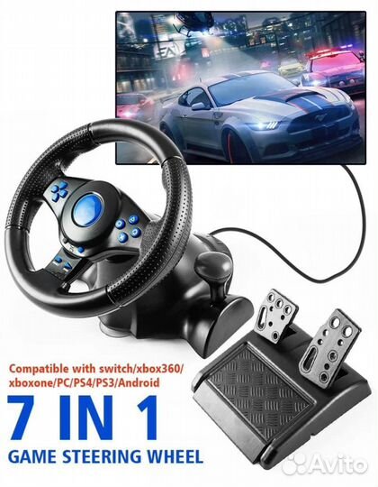 Игровой руль с коробкой передач для PC, PS3,PS4