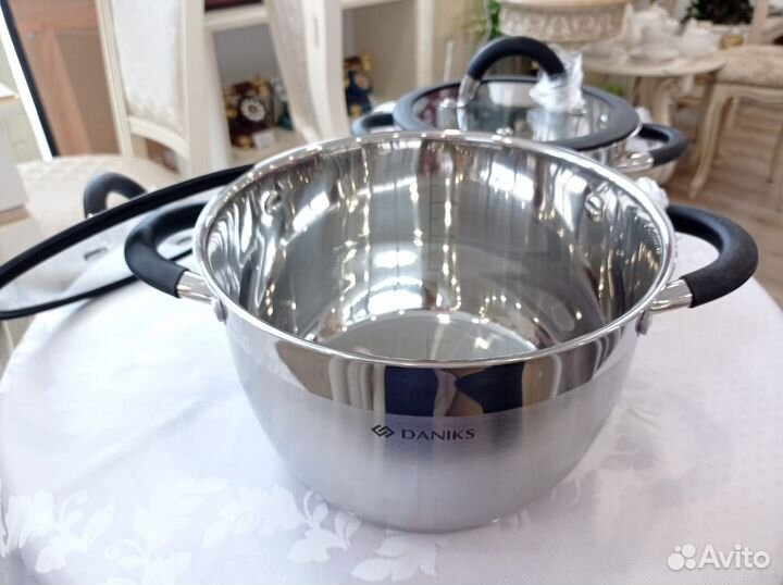 Кастрюля Daniks Орландо 4,9 л. нержавеющая сталь
