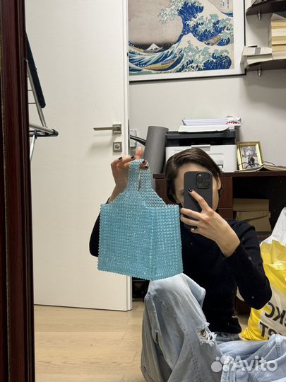 Сумка из бисера голубая