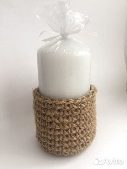 Подсвечники из джута, декор