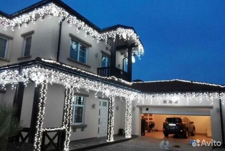 Украшение домов гирляндами