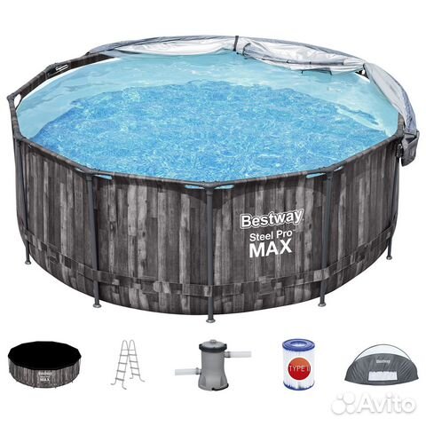 Бассейн каркасный 366 х 122 см с навесом