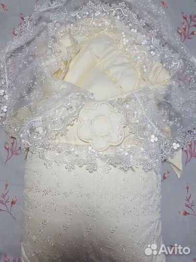 Зимний конверт на выписку из род.дома (теплый).Цве