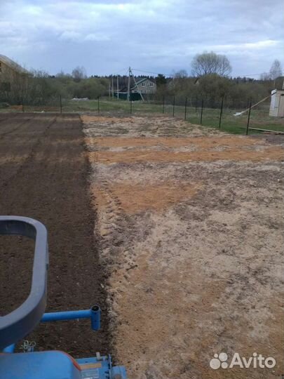 Вспашка земли, фрезеровка,уплотнение почвы, газон