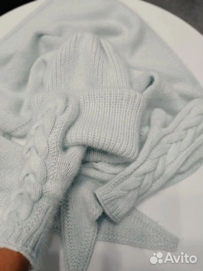 Новые шапка варежки снуд бактус пух норки