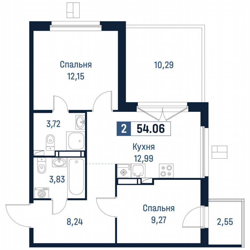 2-к. квартира, 50,2 м², 18/18 эт.