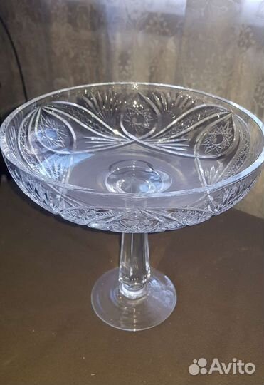 Большая хрустальная ваза на ножке СССР