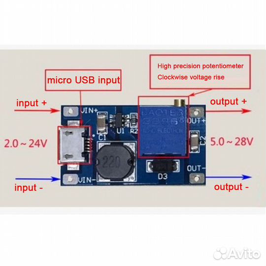 Преобразователь напряжения питания MT3608