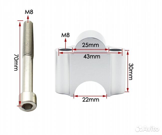 Проставки для руля мото 22мм хром
