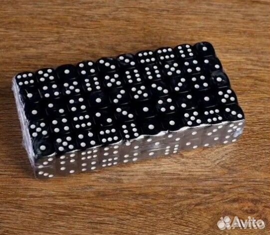 Кости игральные, 1.6 х 1.6 см чёрный пластик