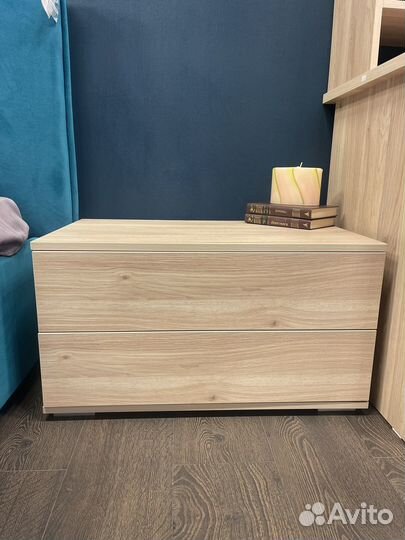 Новая прикроватная тумба с двумя ящиками бежевая