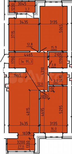 3-к. квартира, 95,3 м², 4/9 эт.