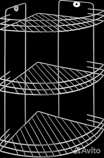 Угловая 3-х ярусная полочка в ванную