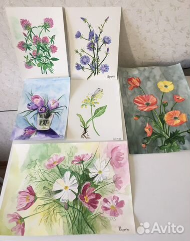 Этюды акварелью Цветы