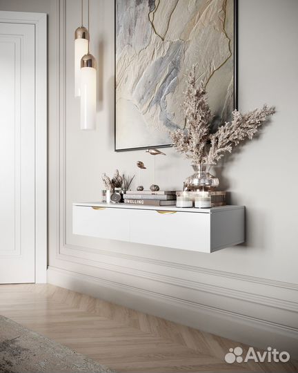 Консоль подвесная фасад прямой белый