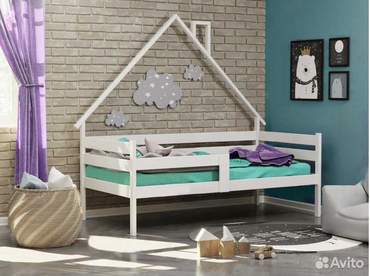 Софа с бортиком для малыша Домик из массива