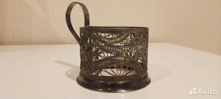 Подстаканник скань. Мельхиор. Диаметр 7 см