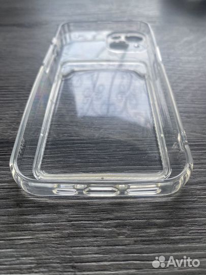 Прозрачный чехол iPhone 13 с оделением с корманом