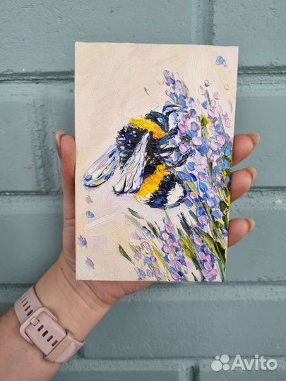Картины маслом шмель насекомые миниатюра