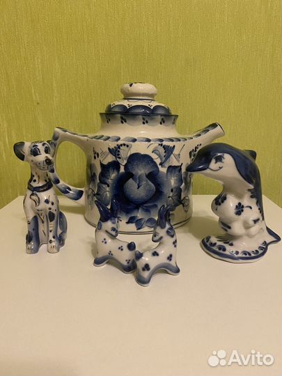 Чайник заварочный гжель, статуэтки гжель