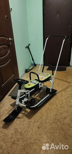 Снегокат для двоих с ручкой