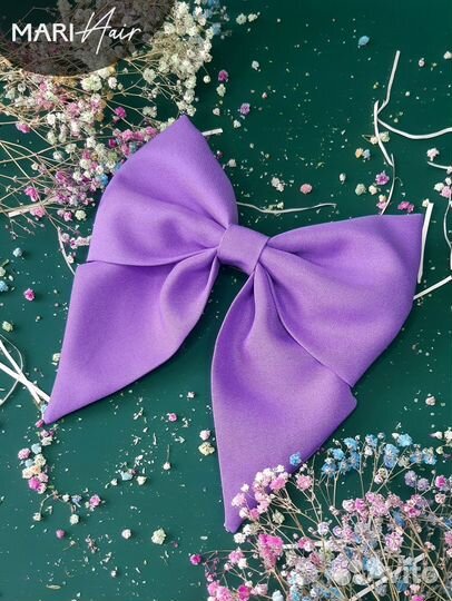 Бант из габардина на заколке-автомат