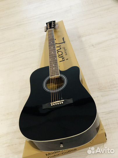 Черная Гитара Акустика 6 струн