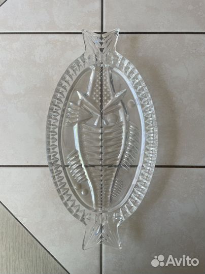 Хрустальное блюдо для рыбы СССР