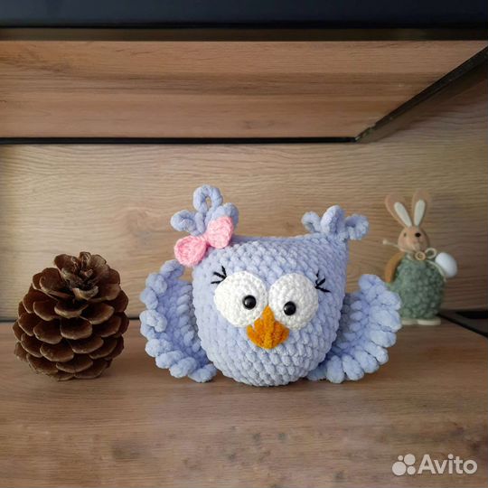 Сова вязаная мягкая игрушка/брелок. Внутри много
