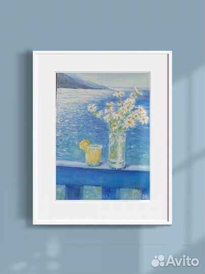 Картина маслом море, цветы