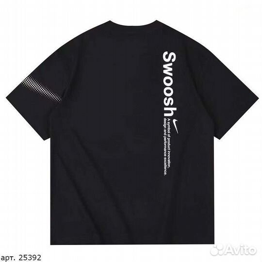 Футболка nike swoosh черная (L-4XL)