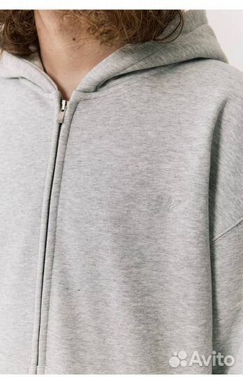 Худи Kith Logo Zip Hoodie Gray